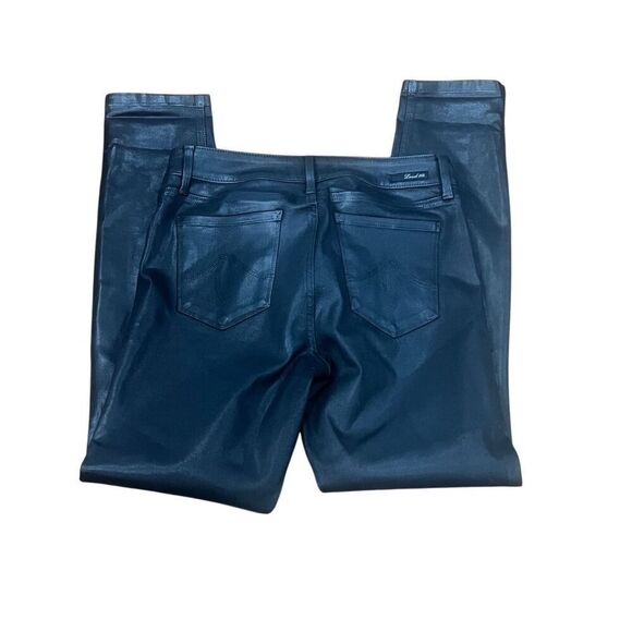 Level 99 Eco-Leather Coated Black Skinny Jeans Vegan Leather Size 6 - Picture 3 of 4